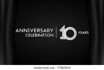 10 Years Anniversary Logotype with   Silver Multi Linear Number Isolated on Dark Background