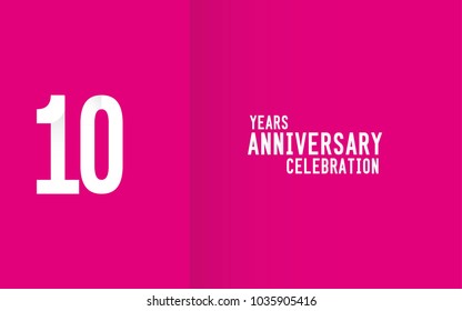 10 Years Anniversary logotype with white flat colored font  for company celebration event, birthday