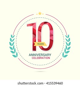 10 Years Anniversary with Low Poly Design and Laurel Ornaments