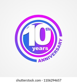 10 Years Anniversary Number or logo icon. Anniversary lettering in gradient color. Celebrate your birthday. Vector EPS 10.