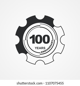 10 Years Anniversary Number or logo icon with gear. Anniversary lettering number in industrial concept. Vector EPS 10.