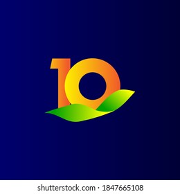 10 Years Anniversary Orange Blue Celebration Vector Template Design Illustration