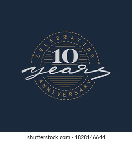 10 years anniversary pictogram vector icon, 10th year birthday logo label.