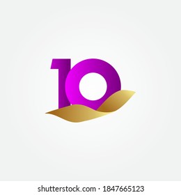 10 Years Anniversary Purple Celebration Vector Template Design Illustration