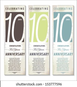10 years Anniversary retro banner, set