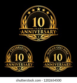 10 years anniversary set. 10th celebration logo collection. Vector and illustration. 