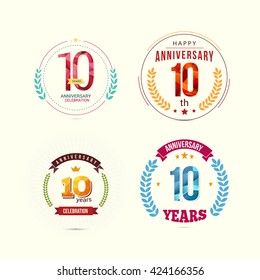 10 Years Anniversary Set with Low Poly Design and Laurel Ornaments