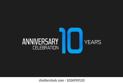 10 years anniversary simple design with blue and white color for celebration event