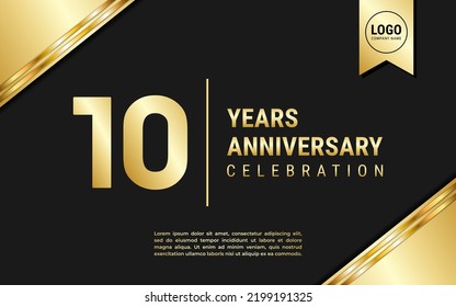 10 Years Anniversary template design. Golden Anniversary Celebration, vector illustration.