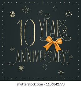 10 years anniversary vector icon, logo. Design element with elegant sign for decoration for 10th anniversary 