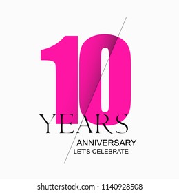 10 years anniversary vector icon, logo. Design element with modern style sign and number for 10th anniversary 