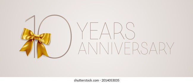 Icono vectorial de 10 años, símbolo, logotipo. Fondo gráfico o tarjeta para la celebración de cumpleaños del décimo aniversario