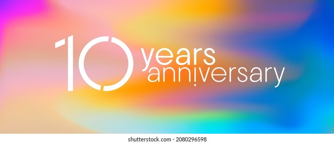 10 years anniversary vector icon, logo. Graphic design element with neon colors for 10th anniversary