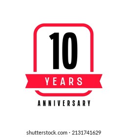 10 years anniversary vector icon, logo. Graphic design element with number and text composition for 10th anniversary. Suitable for card or packaging