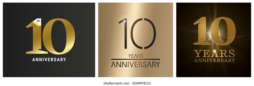 Icono vectorial de 10 años, logo. Diseño gráfico aislado con número para tarjeta de cumpleaños 10 años o símbolo