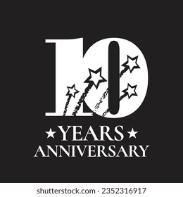Icono vectorial de 10 años, logo. Elemento de diseño con signo gráfico y número para el décimo aniversario
