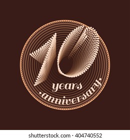 10 years anniversary vector icon, symbol, emblem, sign, logo. Decoration design element for 10th birthday and anniversary