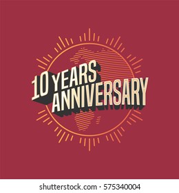 10 years anniversary vector icon,  logo. Graphic design element for decoration for 10th anniversary card