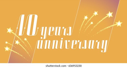 10 years anniversary vector icon,  logo. Graphic design element or banner for 10th anniversary