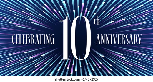 10 years anniversary vector icon,  banner. Graphic design element or logo with abstract background for 10th anniversary