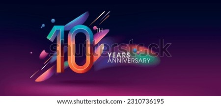 10 years anniversary vector icon, logo. Design element with modern graphic style number for 10th anniversary