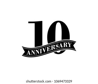 10 Years Anniversary Vector Logo Design Template. 10th Birthday Celebration.