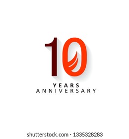 10 Years Anniversary Vector Template Design Illustration, flat design with shadows