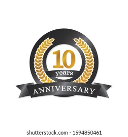 10 years anniversary wreath ribbon logo