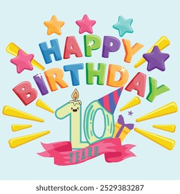 10 years Birthday banner. Happy Birthday.