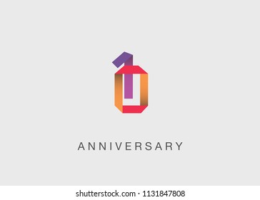 10 Years colorful Anniversary design with overlapping font number, isolated on white background