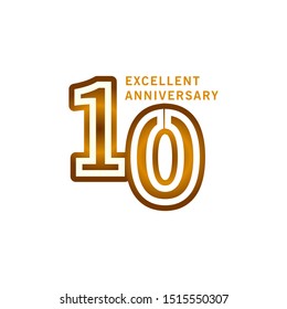 10 Years Excellent Anniversary Vector Template Design illustration