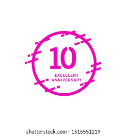 10 Years Excellent Anniversary Vector Template Design illustration