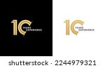 10 years experience logo or 10 years logo vector on white and black background. Logos 10 years experience. Suitable for marketing logos related to 10 years of experience in the business or industry.