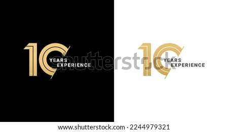 10 years experience logo or 10 years logo vector on white and black background. Logos 10 years experience. Suitable for marketing logos related to 10 years of experience in the business or industry.