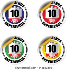 10 years experience sticker, button, label and sign set - vector