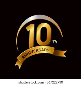 10 Years Golden Anniversary Logo Celebration Stock Vector (Royalty Free ...