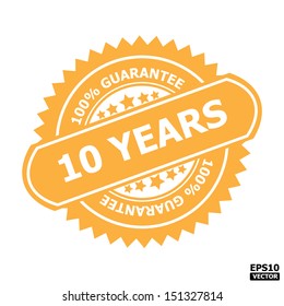 10 Years Guarantee Sign.-eps10 Vector