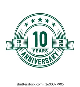 10 years logo design template. 10th anniversary vector and illustration.
