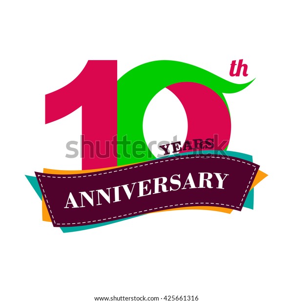 10 Years Old Anniversary Celebration Logo Stock Vector (Royalty Free ...