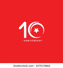 10 years old celebrating classic logo. Colored happy anniversary 10 th template numbers. Greetings celebrates. Traditional framed digits of ages. Special prize, % off, O or 0. Card's or label's idea.
