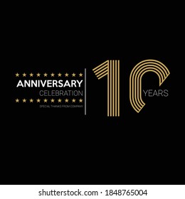 10 years old celebrating logo. happy anniversary 10th. Greetings celebrates.