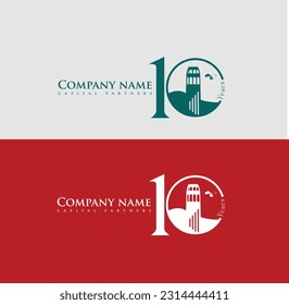 Logotipo de 10 años. Medalla abstracta de plantilla de color abstracto. Saludos celebran. Celebrando números aislados 10 años, símbolo de la edad. Financiero -10%, 10% fuera de concepto, signo web
