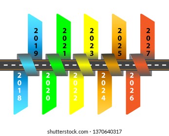 10 Years Roadmap Infographic Template. Street style infographic design background. Can be used for Presentation or Business banner. Can put your texts in space provided in infographic. Vector EPS10