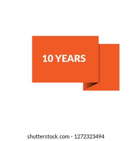 10 years sign, tag. origami speech bubble