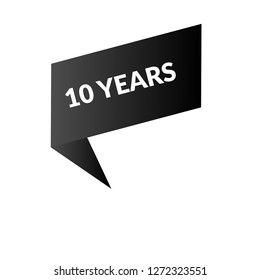 10 years sign, tag. origami speech bubble