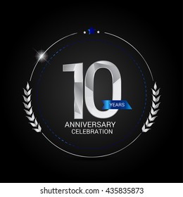 10 Years Silver anniversary logo, low poly design number
