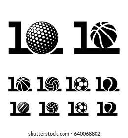 10 years sport ball anniversary vector