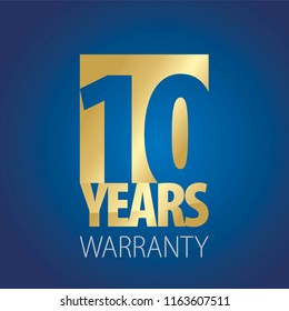 10 Years Warranty Gold Blue Logo Icon Button Stamp Vector