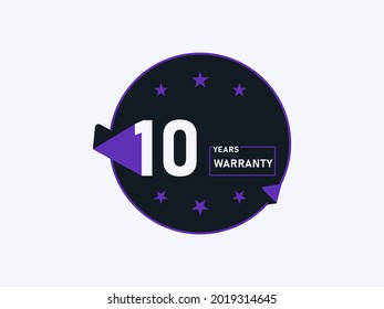 10 years warranty icon isolated on white background