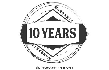 10 years warranty icon vintage rubber stamp guarantee